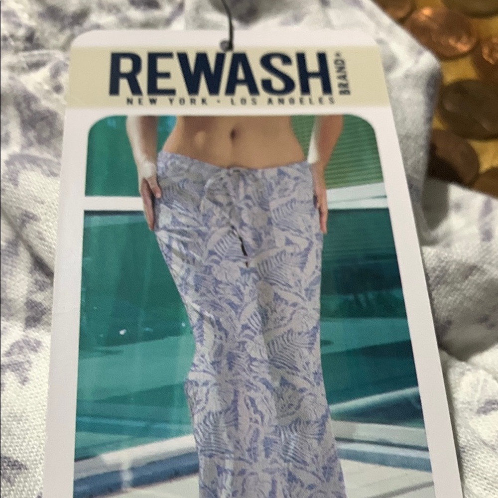 Rewash White and Purple Boot Cut Pants - Picture 5 of 7